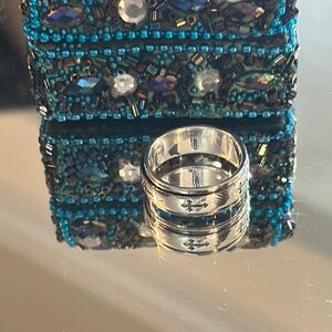 925 Sterling Silver Engraved Cross Fidget Spinner Ring Size 8